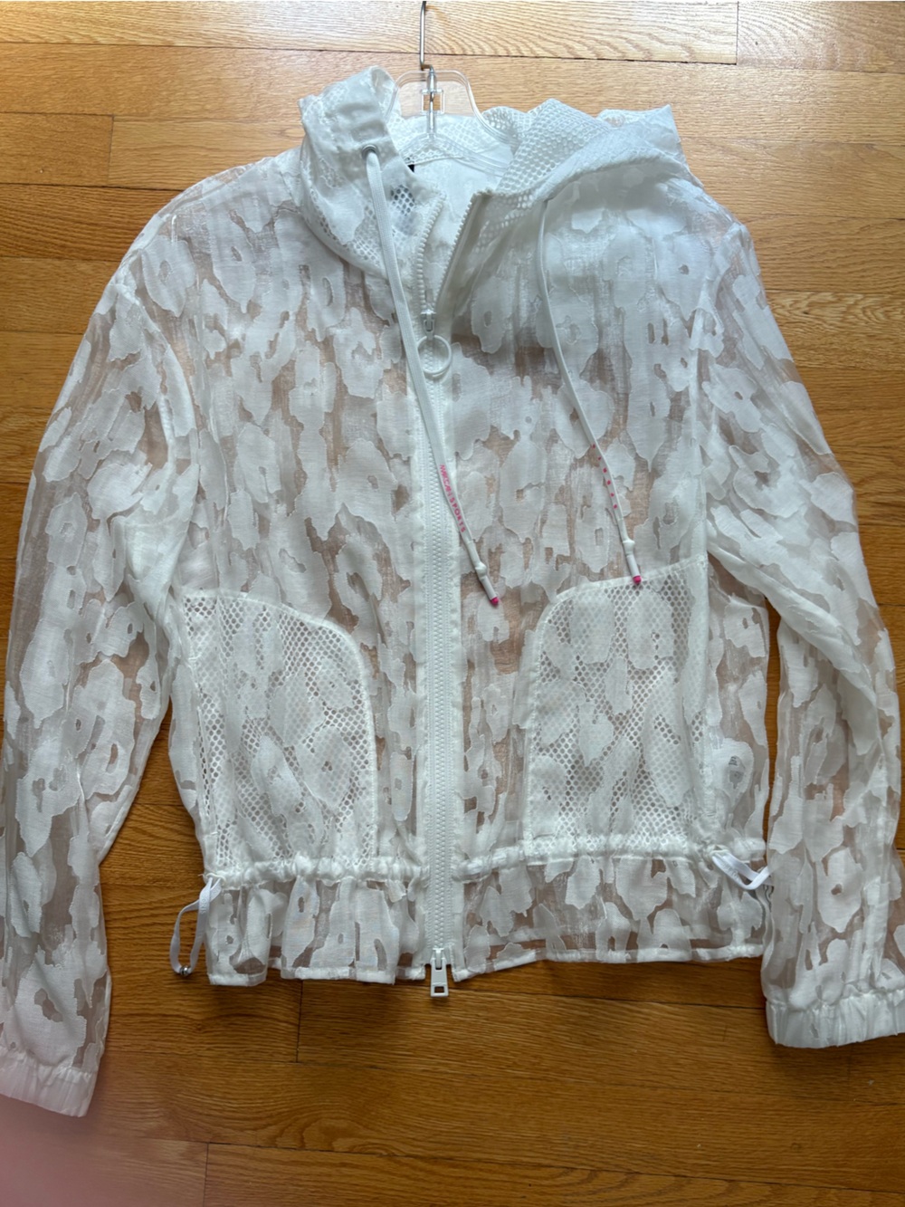 Marc Cain White Sheer Lace Bomber Jacket - Size N2